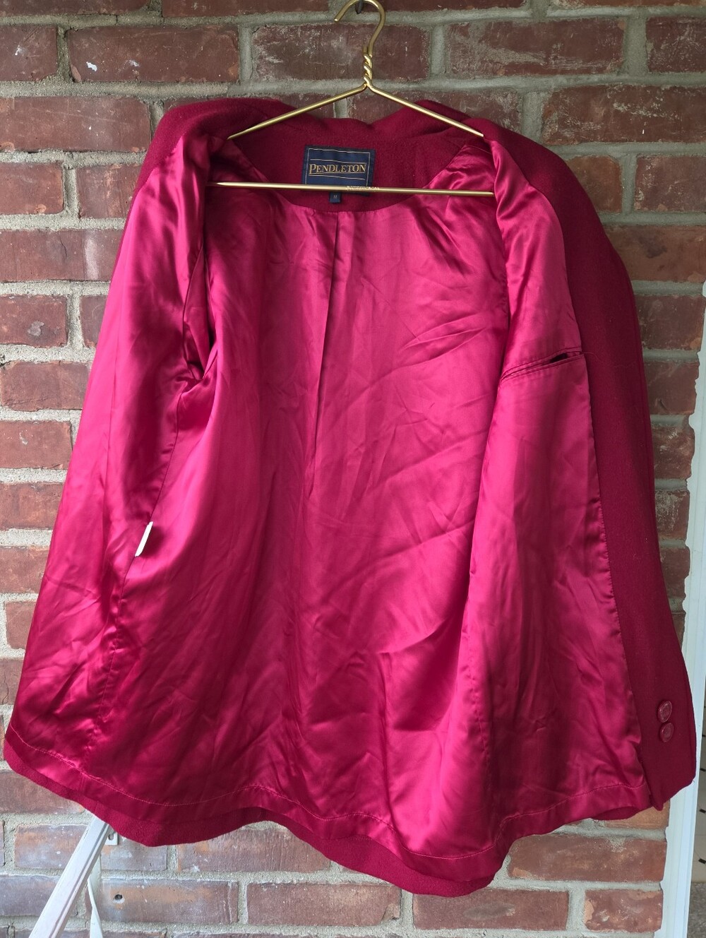 Pendleton Red 100% Wool Coat Medium Classic Relaxed Fit - Picture 6 of 9